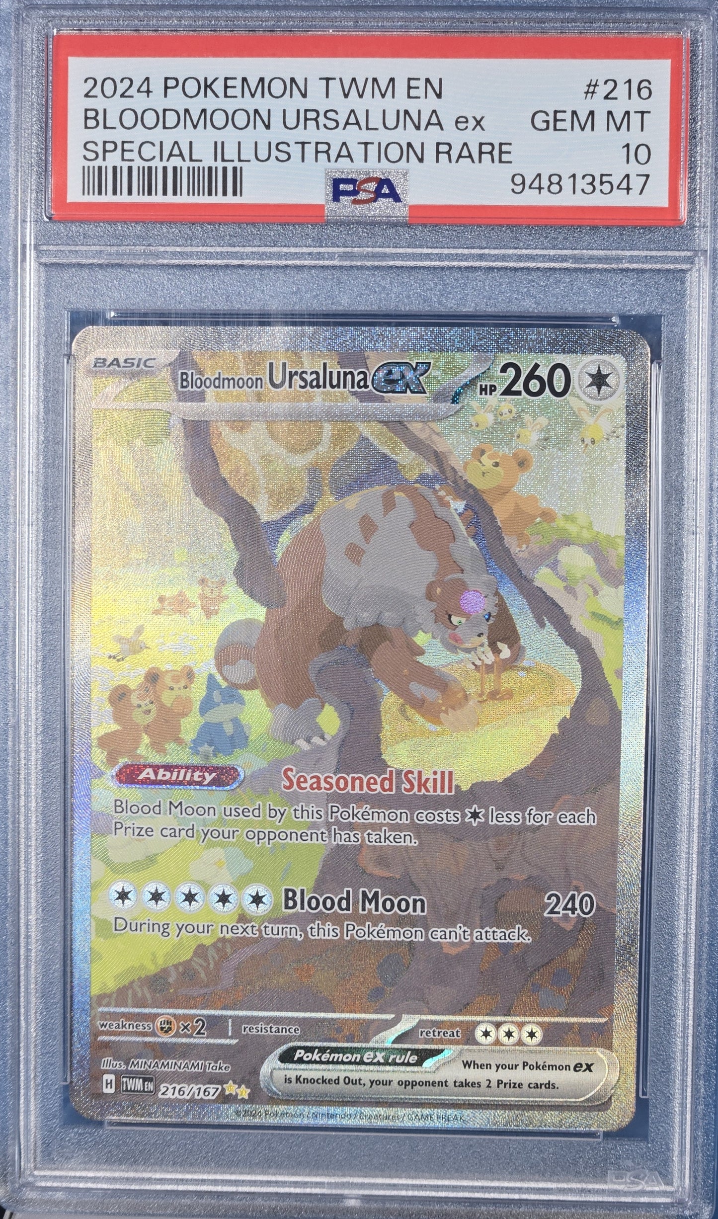 2024 Pokemon Twm En-twilight Masquerade 216 Bloodmoon Ursaluna Ex Special Illustration Rare PSA 10