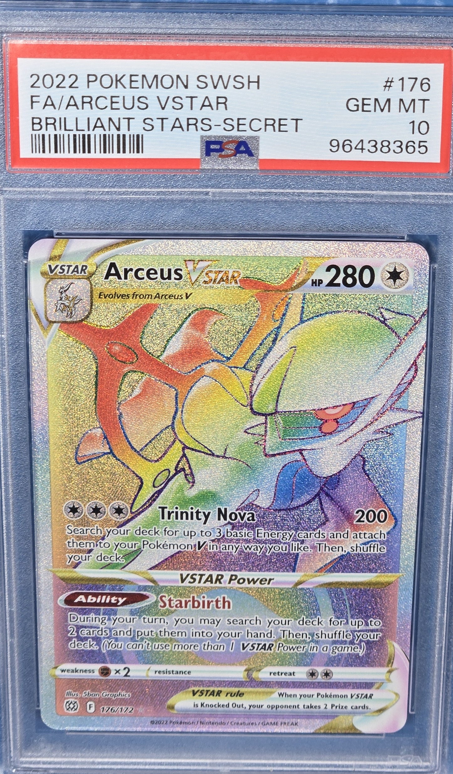 2022 Pokemon Sword & Shield Brilliant Stars 176 Full Art/arceus Vstar Secret PSA 10