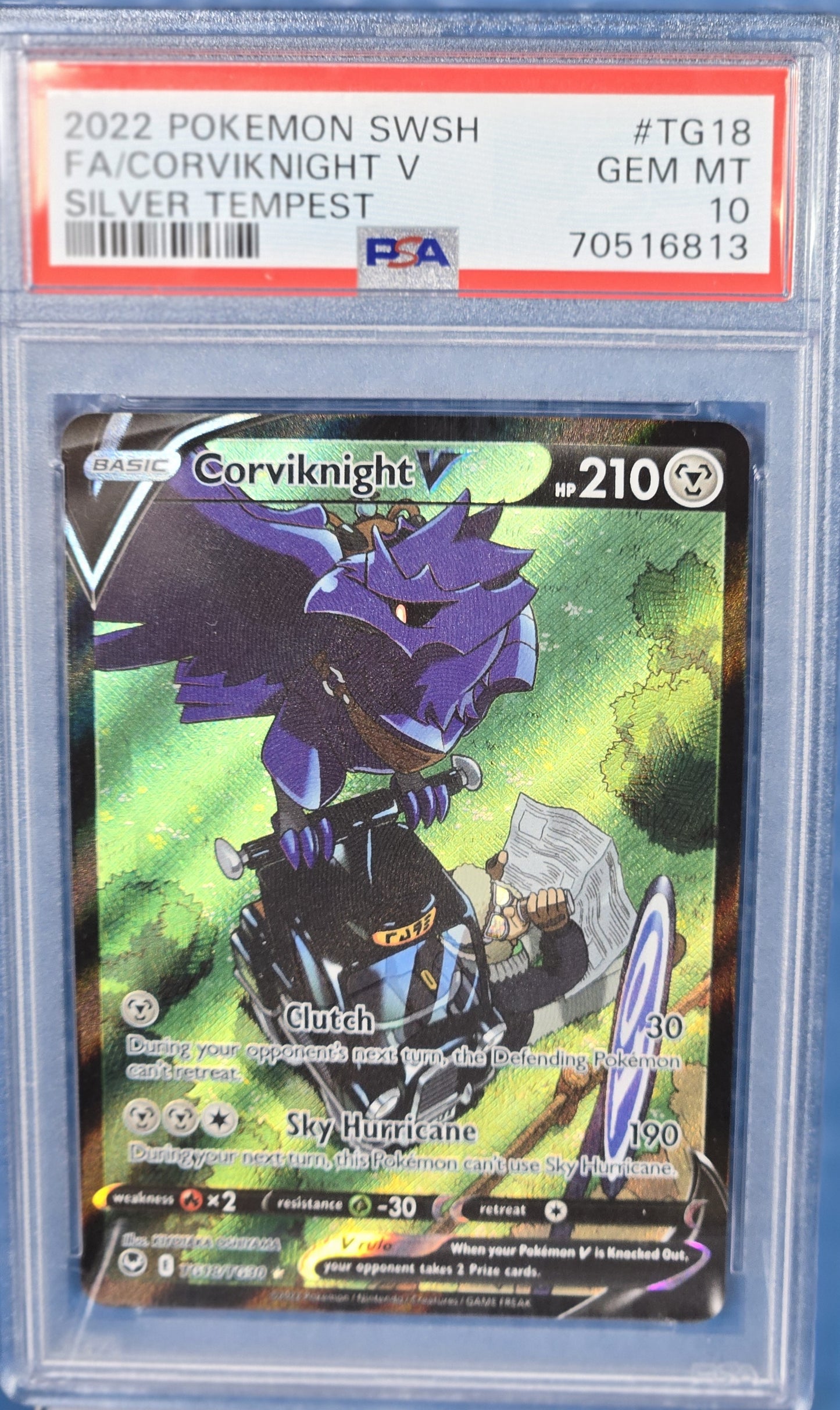 2022 Pokemon Sword & Shield Silver Tempest Tg18 Full Art/corviknight V PSA 10