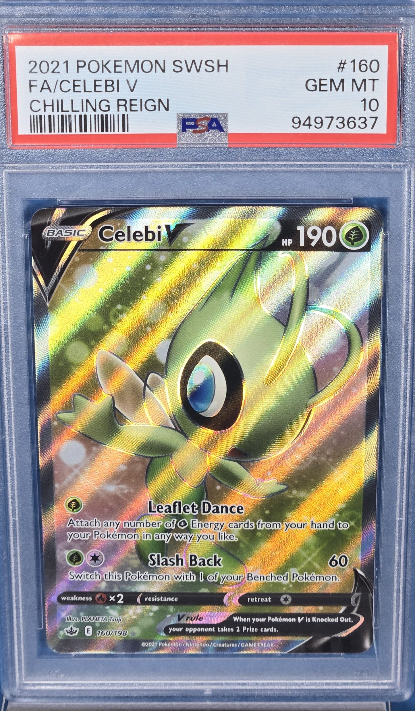 2021 Pokemon Sword & Shield Chilling Reign 160 Full Art/celebi V PSA 10