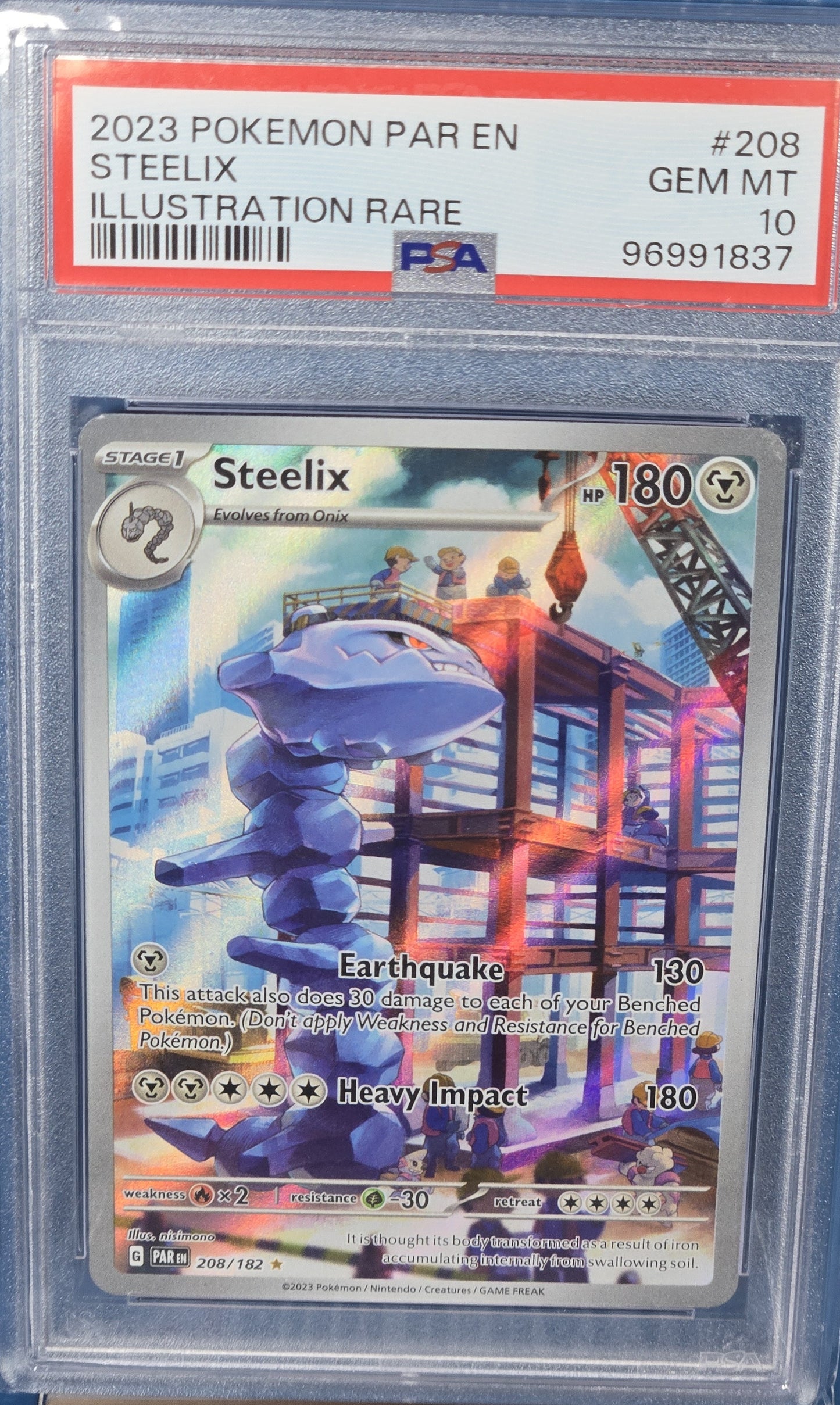 2023 Pokemon Par En-paradox Rift 208 Steelix Illustration Rare PSA 10