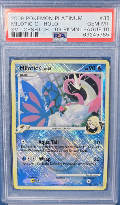 2009 Pokemon Platinum Supreme Victors 35 Milotic C-holo Crosshatch-2009 Pokemon League PSA 10