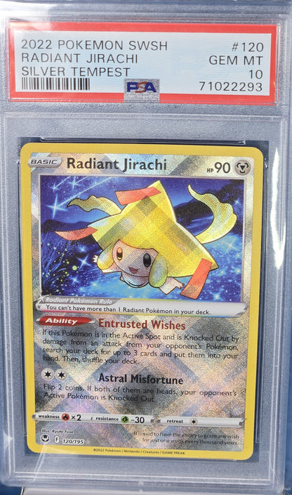 2022 Pokemon Sword & Shield Silver Tempest 120 Radiant Jirachi PSA 10