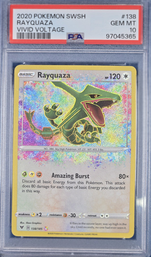 2020 Pokemon Sword & Shield Vivid Voltage 138 Rayquaza PSA 10