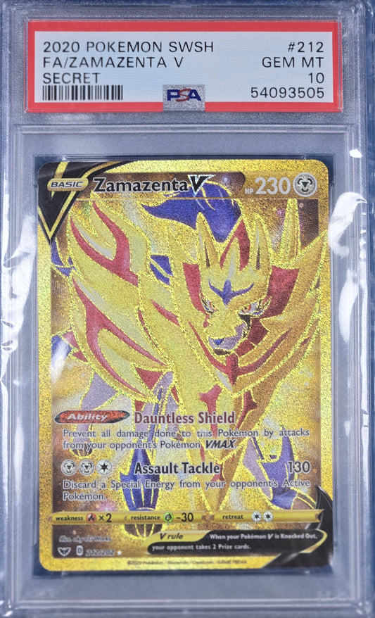 2020 Pokemon Sword & Shield 212 Full Art/zamazenta V Secret PSA 10